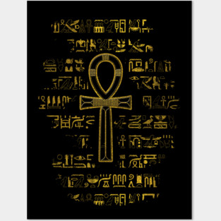 Gold Egyptian Ankh Cross symbol Posters and Art