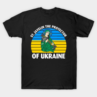 Saint Javelin The Protector of Ukraine Ukrainian Flag T-Shirt