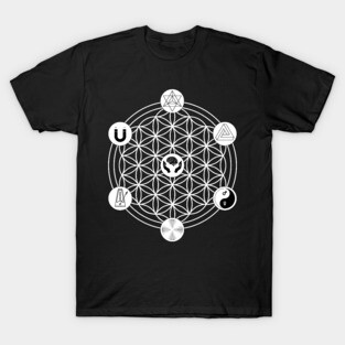 Seven Hermetic Principles of the Kybalion Flower of Life T-Shirt