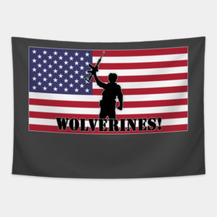 Wolverines! USA Flag Tapestry