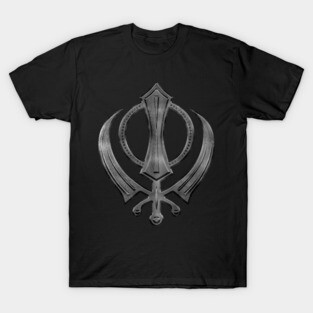 Metallic Embossed Khanda symbol T-Shirt