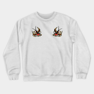 Old school sparrow shoulder tattoos Crewneck Sweatshirt