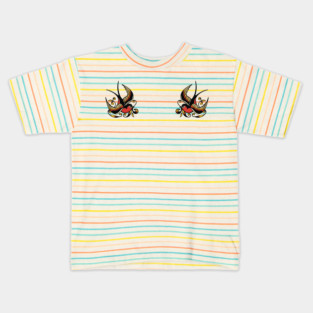 Old school sparrow shoulder tattoos Kids T-Shirt