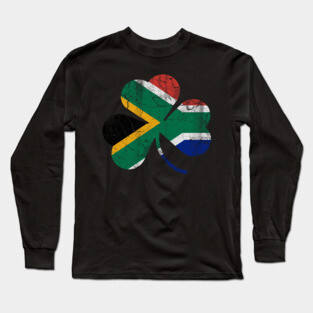 South Africa Flag Shamrock St Patrick's Day Long Sleeve T-Shirt