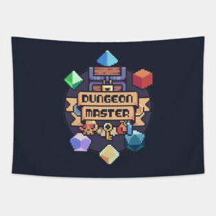 Dungeon Master DM Pixel Art Badge Patch Roleplaying DnD RPG Dice Tapestry