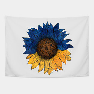 Support Ukraine Sunflower Blue Gold Colors Tapestry