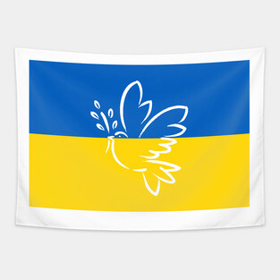 Ukraine Flag and Dove of Peace Tapestry