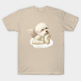 Fluffy Angel Dog - Heavenly Puppy Art T-Shirt