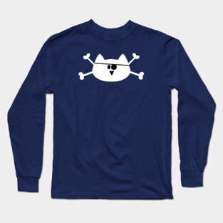 Pirate Cat skull & bones Long Sleeve T-Shirt