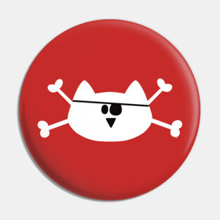 Pirate Cat skull & bones Pin
