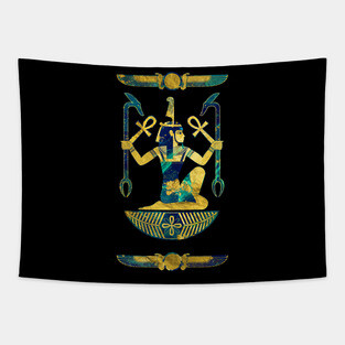 Egyptian  Gold and Blue Marble Ornament Tapestry