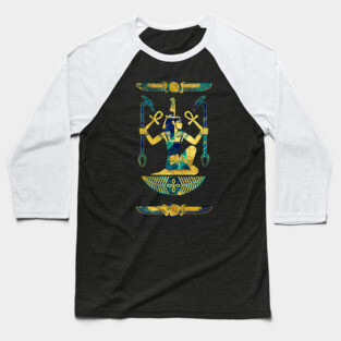Egyptian  Gold and Blue Marble Ornament Baseball T-Shirt