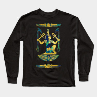 Egyptian  Gold and Blue Marble Ornament Long Sleeve T-Shirt