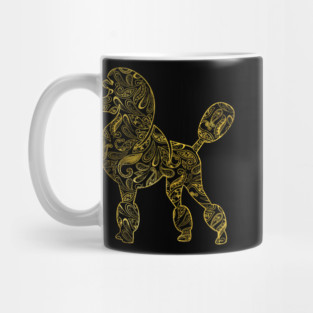 Poodle Dog in  Gold Paisley pattern Mug