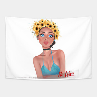 No war, Ukrainian girl, stop war, peace Tapestry