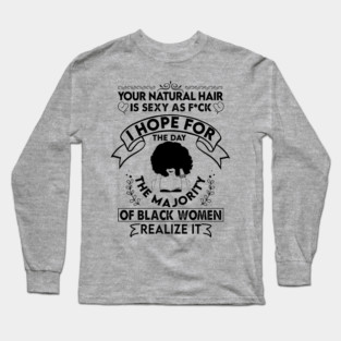 Your natural hair is sexy , Natural Hair, Black Woman, Black Girl Long Sleeve T-Shirt