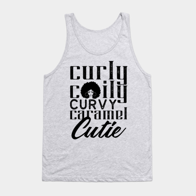 Curly Coily curvy Caramel Cutie Tank Top by UrbanLifeApparel