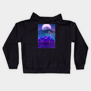 Skyline Gtr R34 Fuji Sakura Vaporwave Kids Hoodie