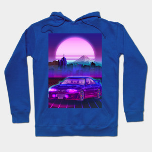 Skyline Gtr R33 cityscapes Fuji Vaporwave Hoodie