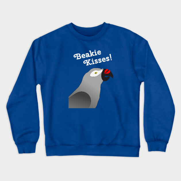 African Grey Parrot Beakie Kisses Crewneck Sweatshirt by Einstein Parrot