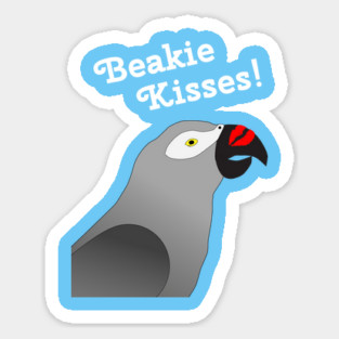 African Grey Parrot Beakie Kisses Magnet