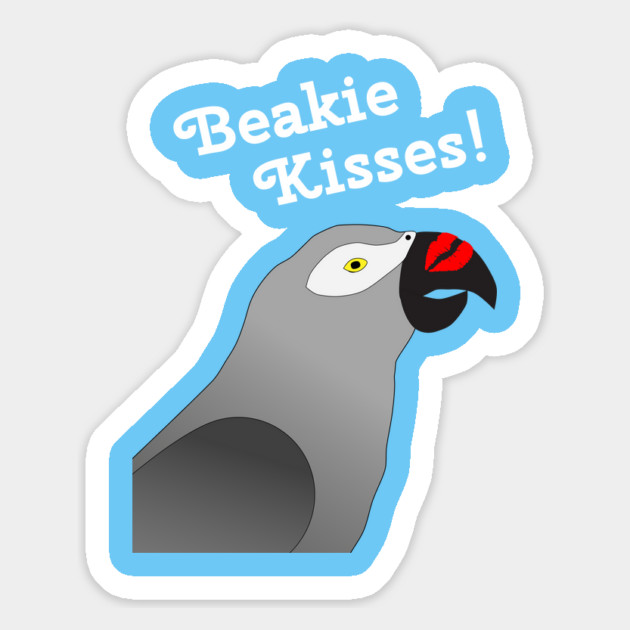 African Grey Parrot Beakie Kisses Magnet by Einstein Parrot