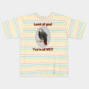 African Grey Parrot on Perch Kids T-Shirt