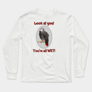 African Grey Parrot on Perch Long Sleeve T-Shirt