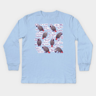 African Grey Parrot Einstein Funny Quotes Kids Long Sleeve T-Shirt