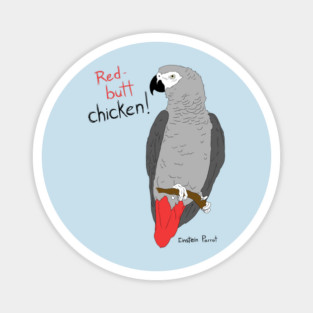 African Grey Parrot Red Butt Chicken Magnet