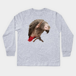 African Grey Parrot Funny Wave Kids Long Sleeve T-Shirt