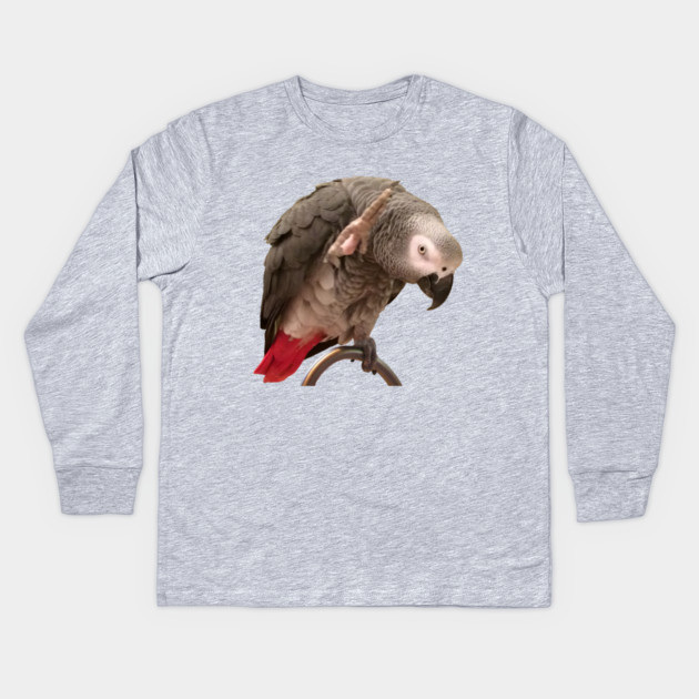 African Grey Parrot Funny Wave Kids Long Sleeve T-Shirt by Einstein Parrot