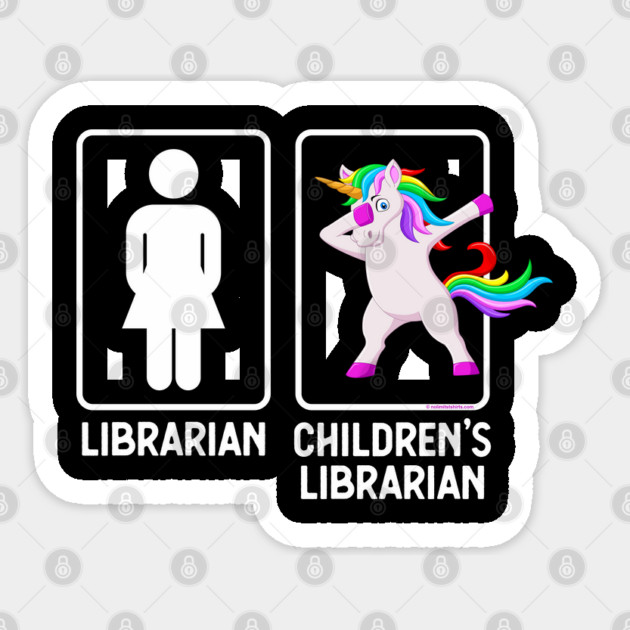 Funny Librarian Vs Children's Librarian Dabbing Unicorn Gag Sticker by creative