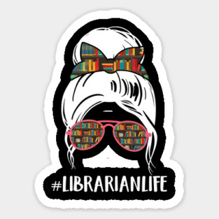 Funny Librarian Life Sunglasses Bow Ribbon Books Book Lover Sticker