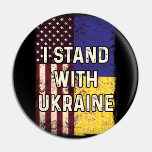 American Ukrainian Flag Stand with Ukraine Pin