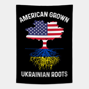 American Grown Ukrainian Roots Stand with Ukraine Tapestry