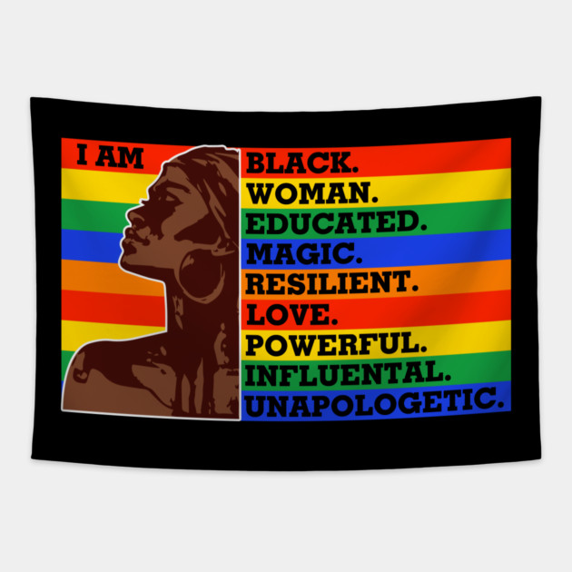 I am a black woman, Black Queen, Black Girl Magic Tapestry by UrbanLifeApparel