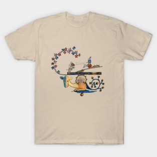 WEIRD MEDIEVAL BESTIARY WAR Between Dog and Killer Rabbit on the Dragon T-Shirt