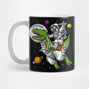 Space Astronaut Riding T-Rex Dinosaur Mug