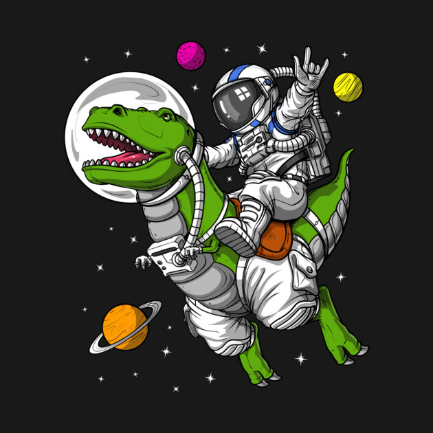 Space Astronaut Riding T-Rex Dinosaur by underheaven