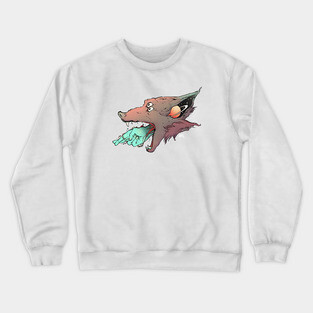 Good Luck Crossed Fingers And Wolf Art Crewneck Sweatshirt