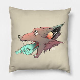 Good Luck Crossed Fingers And Wolf Art Pillow