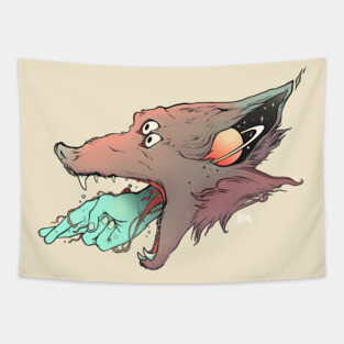Good Luck Crossed Fingers And Wolf Art Tapestry