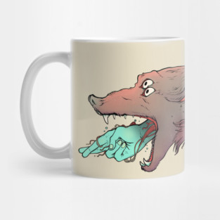 Good Luck Crossed Fingers And Wolf Art Mug
