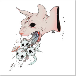Sphynx Cat With Skulls Posters and Art