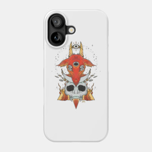 Demon Goat Head With Goth Skull Phone Case