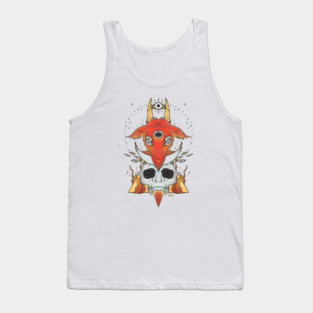 Demon Goat Head With Goth Skull Tank Top