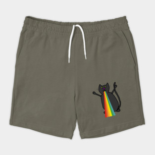Funny Black Cat with Rainbow Puke Shorts