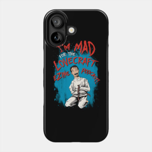 Lovecraft eZine Podcast - red text, blue background Phone Case