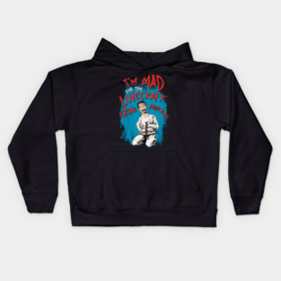 Lovecraft eZine Podcast - red text, blue background Kids Hoodie